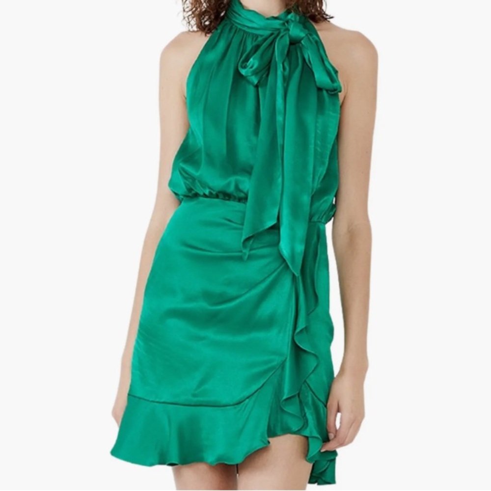 🆕 🇦🇺 Bardot Fern Green Etta Sleeveless Satin Dress 100% Viscose Size 8 Australia